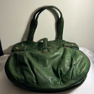 Vintage Pre-Owned Lucky Brand Green Italian Leather Whipstitch Hobo Bag